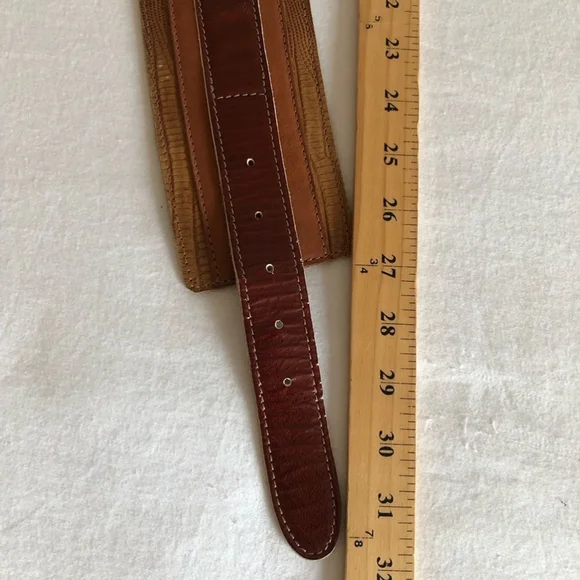 Vintage Cacharel Brown Reptile Leather Tortoise Buckle Stud